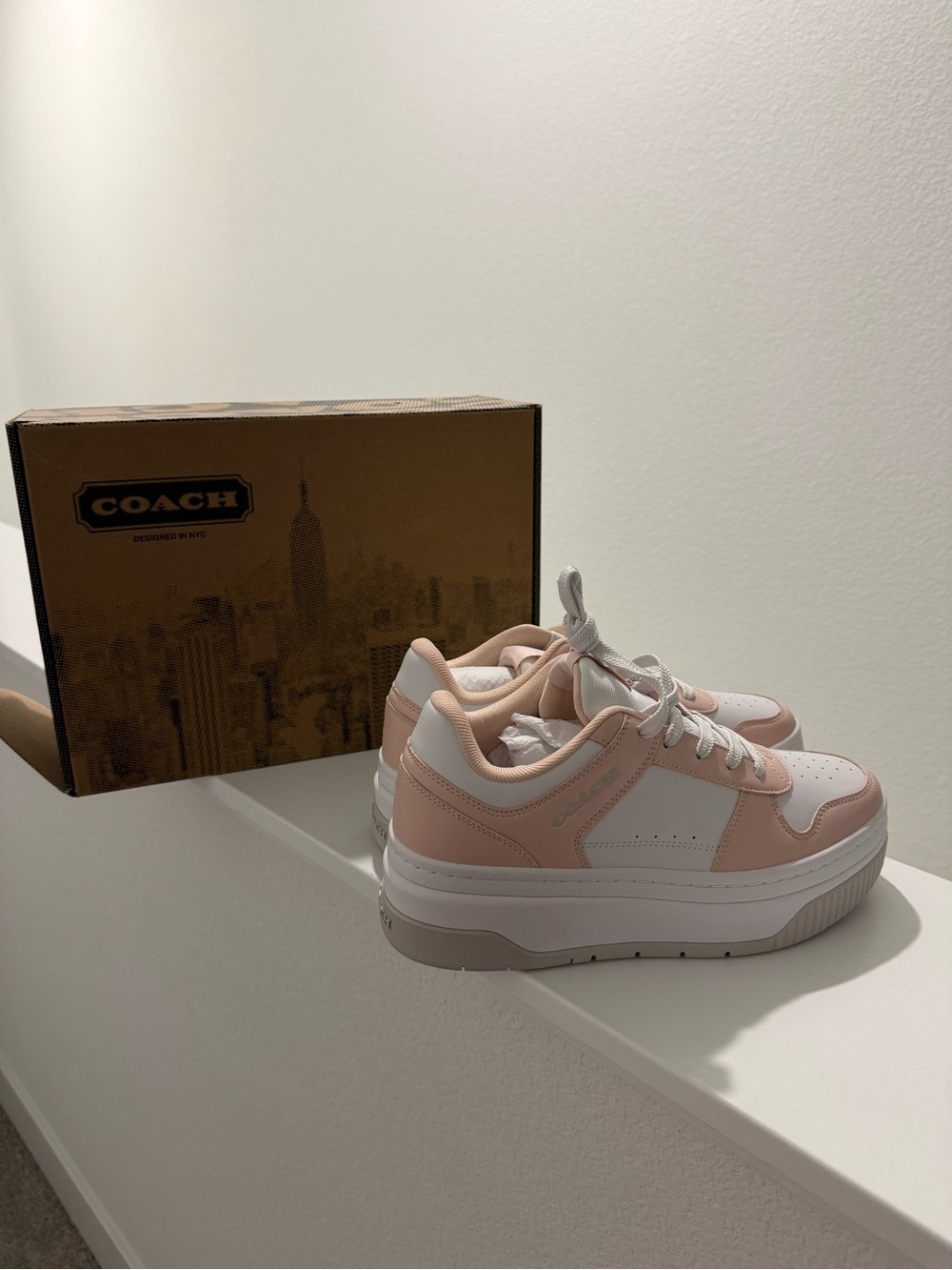 Coach Women's Pink & White Platform Sneakers Size 10 NEW - Picture 9 of 15
